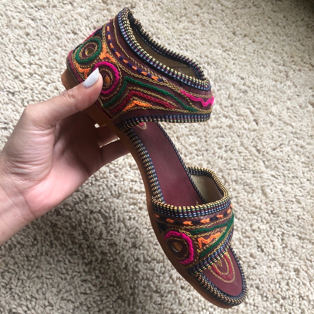 Handmade embroidered leather sandals